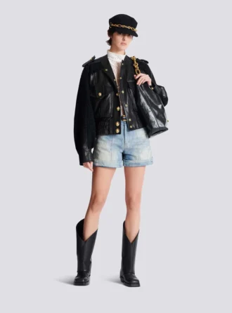 Bomberjacke aus Tweed und Leder