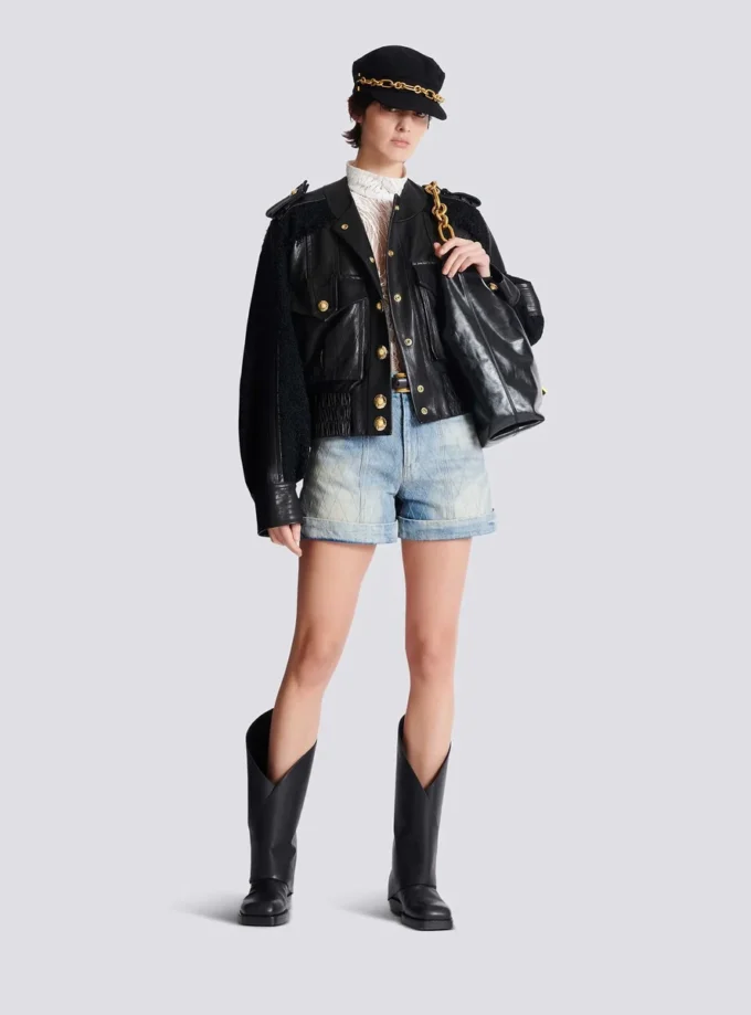 Bomberjacke aus Tweed und Leder Bomberjacke aus Tweed und Leder