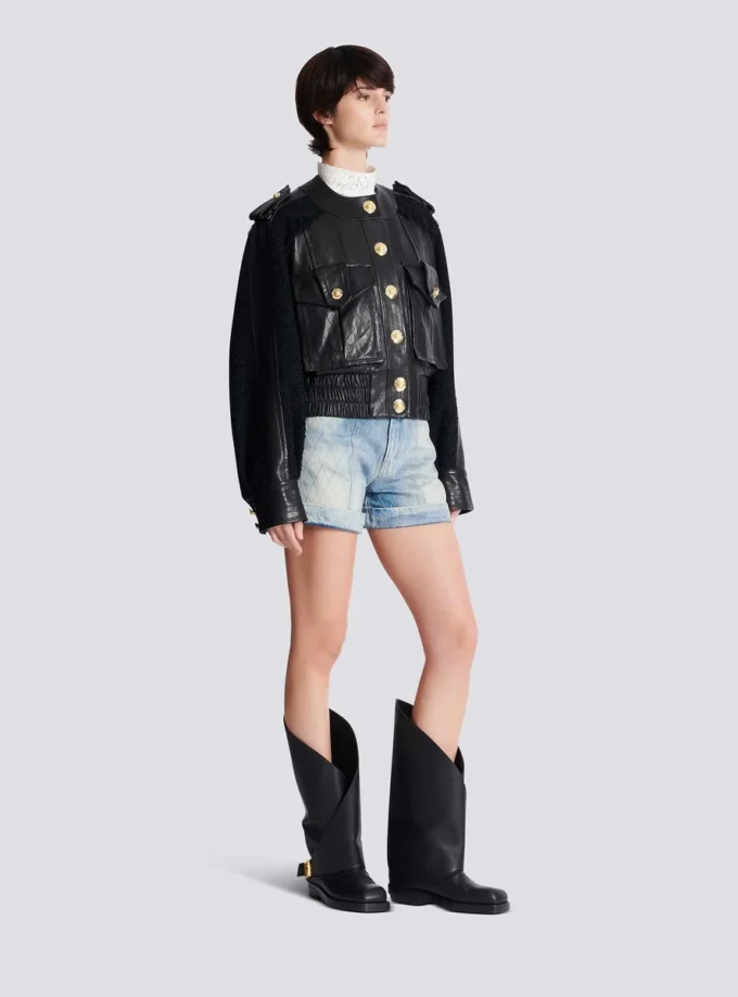 Bomberjacke aus Tweed und Leder Bomberjacke aus Tweed und Leder