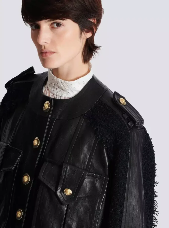 Bomberjacke aus Tweed und Leder Bomberjacke aus Tweed und Leder