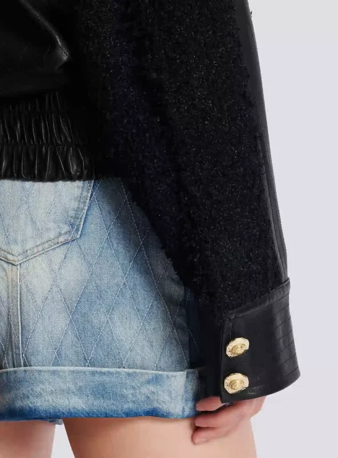 Bomberjacke aus Tweed und Leder Bomberjacke aus Tweed und Leder