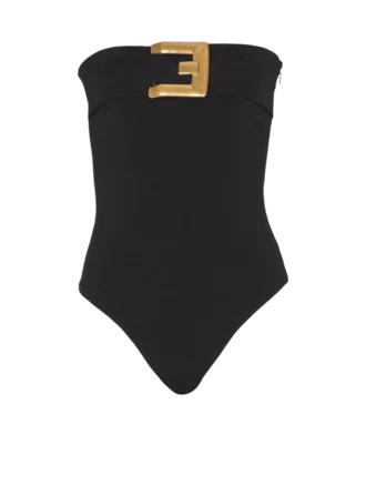 Bustier-Body aus Crêpe mit Gürtel-Detail