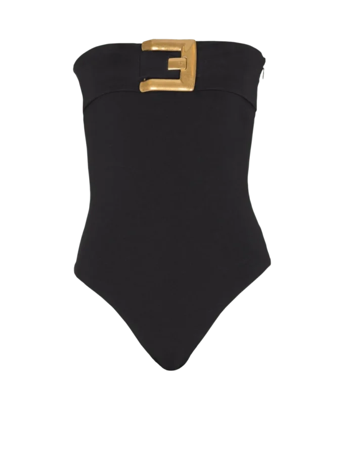 Bustier-Body aus Crêpe mit Gürtel-Detail Bustier-Body aus Crêpe mit Gürtel-Detail