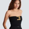 Bustier-Body aus Crêpe mit Gürtel-Detail Bustier-Body aus Crêpe mit Gürtel-Detail