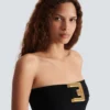 Bustier-Body aus Crêpe mit Gürtel-Detail Bustier-Body aus Crêpe mit Gürtel-Detail