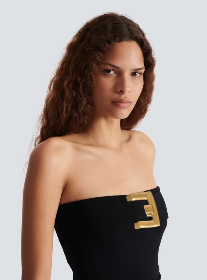 Bustier-Body aus Crêpe mit Gürtel-Detail Bustier-Body aus Crêpe mit Gürtel-Detail