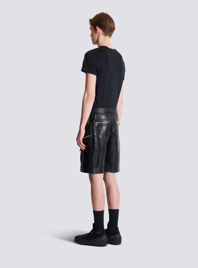 Cargo-Bermudashorts aus Leder