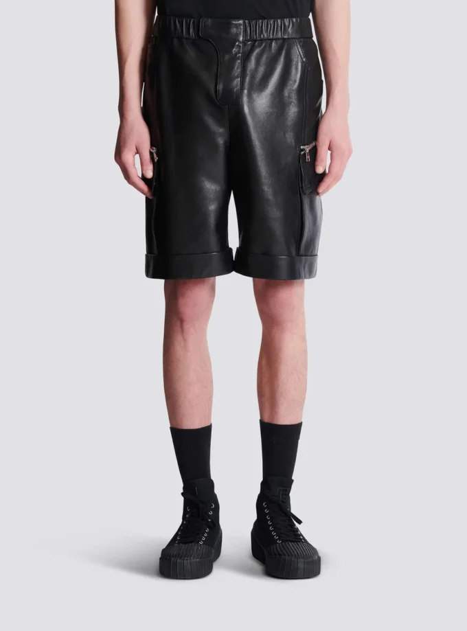 Cargo-Bermudashorts aus Leder