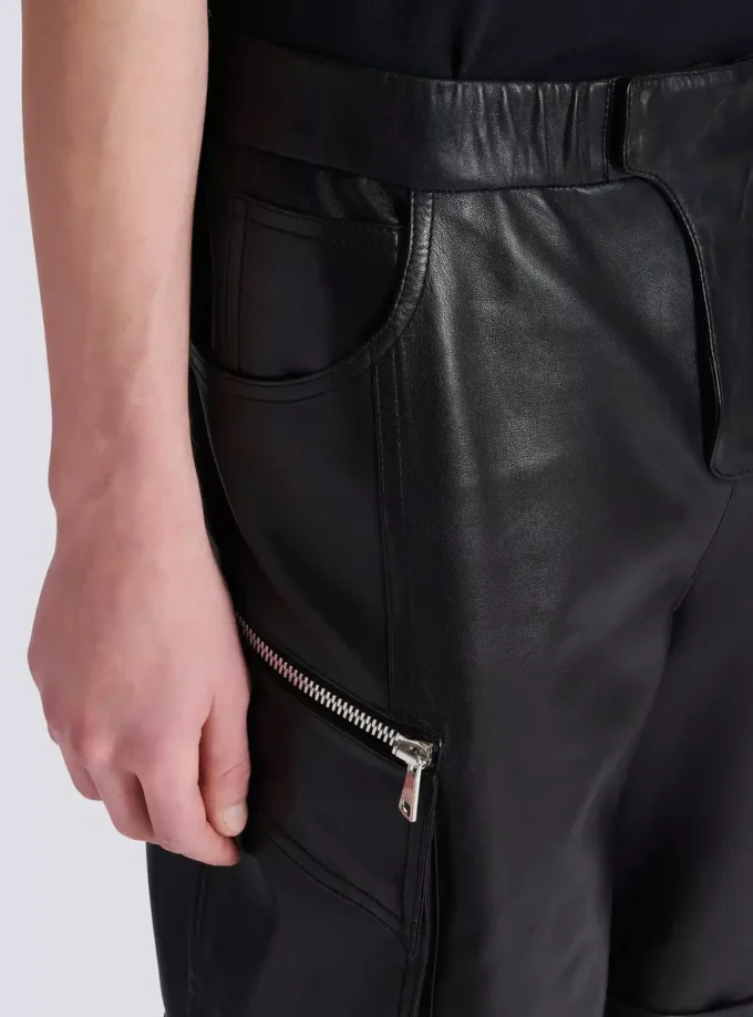 Cargo-Bermudashorts aus Leder