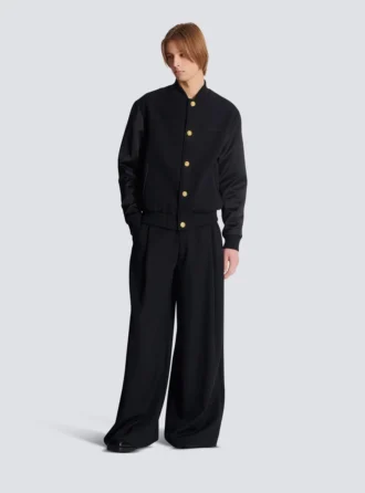 Collegejacke aus Grain-de-Poudre-Wolle und Satin
