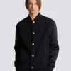 Collegejacke aus Grain-de-Poudre-Wolle und Satin Collegejacke aus Grain-de-Poudre-Wolle und Satin