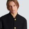 Collegejacke aus Grain-de-Poudre-Wolle und Satin Collegejacke aus Grain-de-Poudre-Wolle und Satin