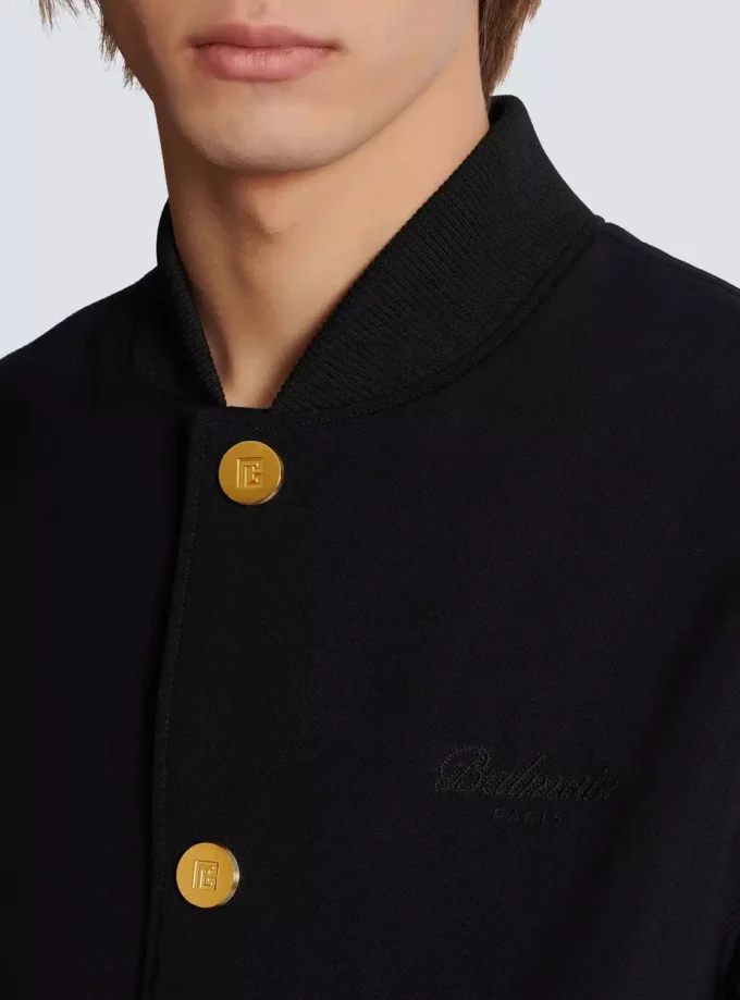 Collegejacke aus Grain-de-Poudre-Wolle und Satin Collegejacke aus Grain-de-Poudre-Wolle und Satin