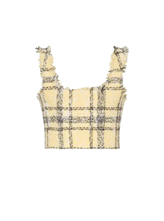Crop-Top aus glitzerndem Tweed mit Karomuster