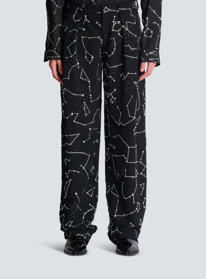 Crêpe-Hose mit Strass-Motiv „Constellation” Crêpe-Hose mit Strass-Motiv „Constellation”