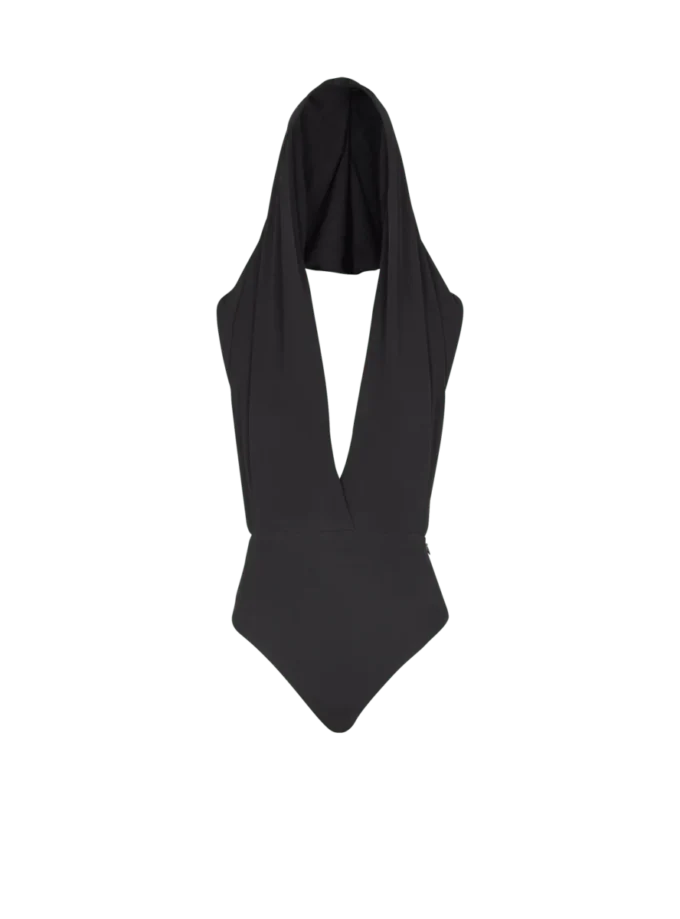 Drapierter Body mit Kapuze Drapierter Body mit Kapuze