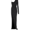 Drapiertes, asymmetrisches Kleid aus zwei Materialien Drapiertes, asymmetrisches Kleid aus zwei Materialien