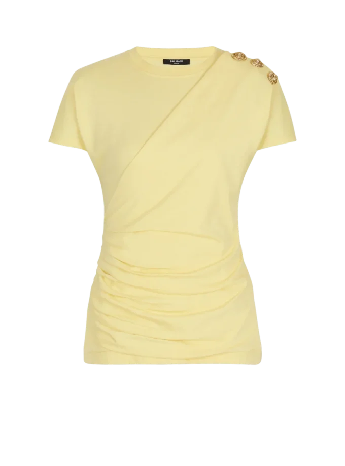 Drapiertes T-Shirt mit Knöpfen Drapiertes T-Shirt mit Knöpfen