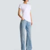Drapiertes T-Shirt mit Knöpfen Drapiertes T-Shirt mit Knöpfen