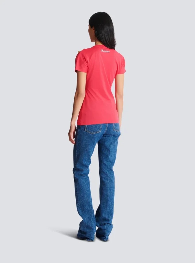 Drapiertes T-Shirt mit Knöpfen Drapiertes T-Shirt mit Knöpfen