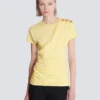 Drapiertes T-Shirt mit Knöpfen Drapiertes T-Shirt mit Knöpfen