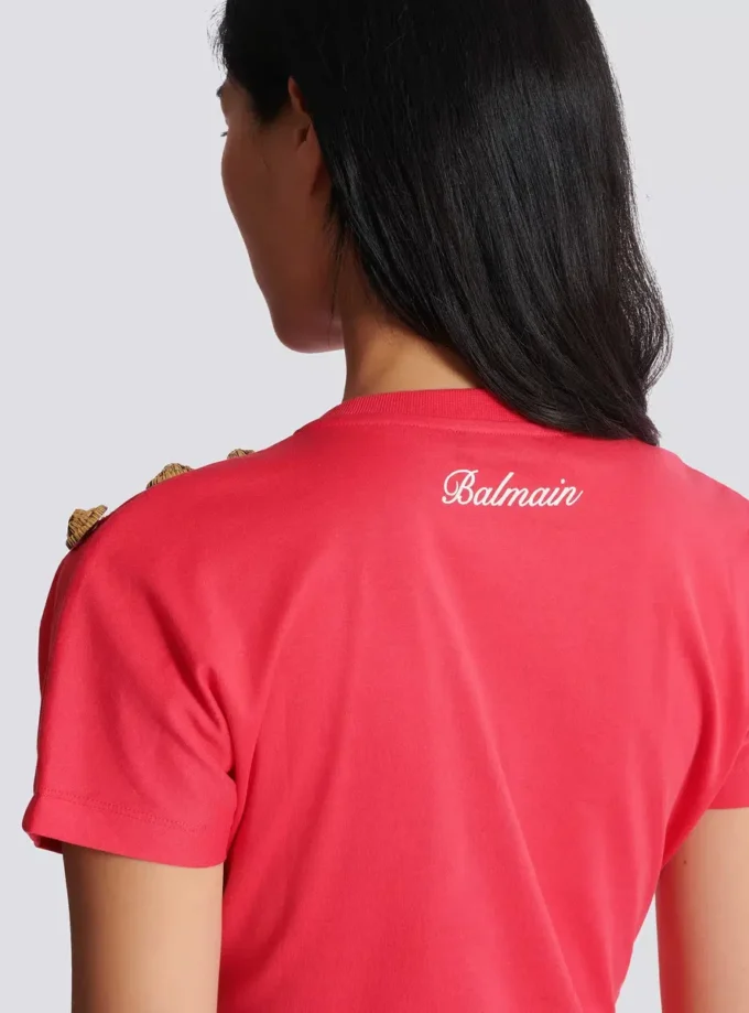 Drapiertes T-Shirt mit Knöpfen Drapiertes T-Shirt mit Knöpfen