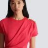 Drapiertes T-Shirt mit Knöpfen Drapiertes T-Shirt mit Knöpfen