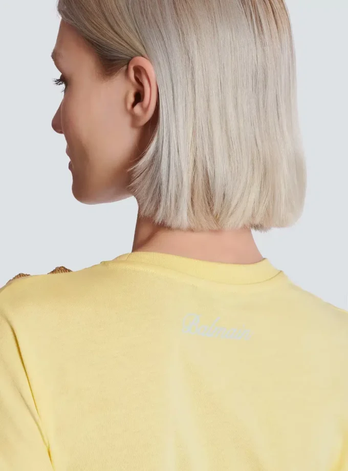 Drapiertes T-Shirt mit Knöpfen Drapiertes T-Shirt mit Knöpfen