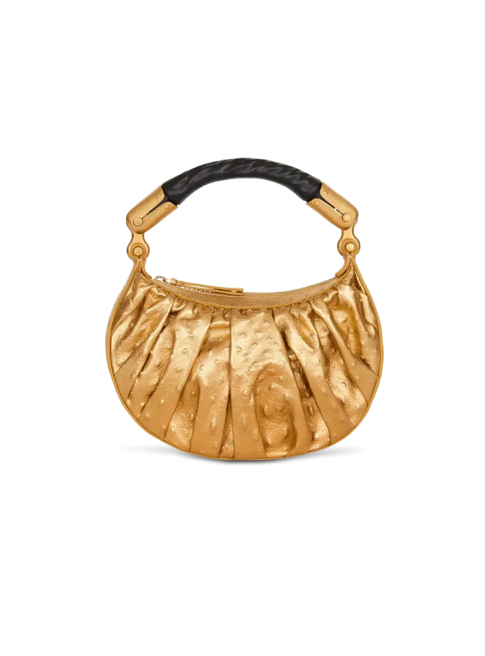Ebene Mini-Tasche aus Lamé-Leder