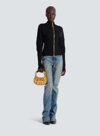 Ebene Mini-Tasche aus Lamé-Leder