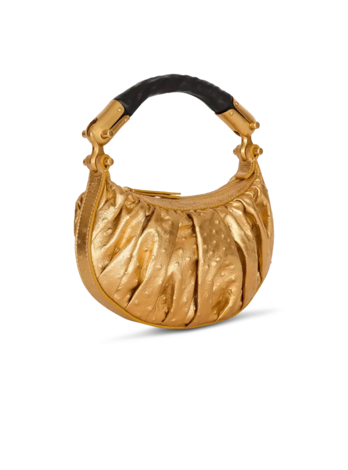 Ebene Mini-Tasche aus Lamé-Leder