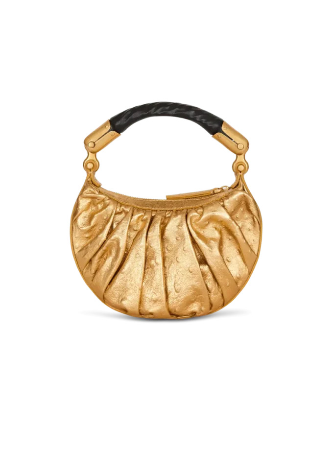 Ebene Mini-Tasche aus Lamé-Leder