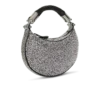 Ebene Mini-Tasche aus Wildleder und Kristallen