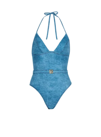 Einteiliger Badeanzug aus Denim