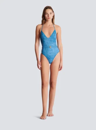 Einteiliger Badeanzug aus Denim