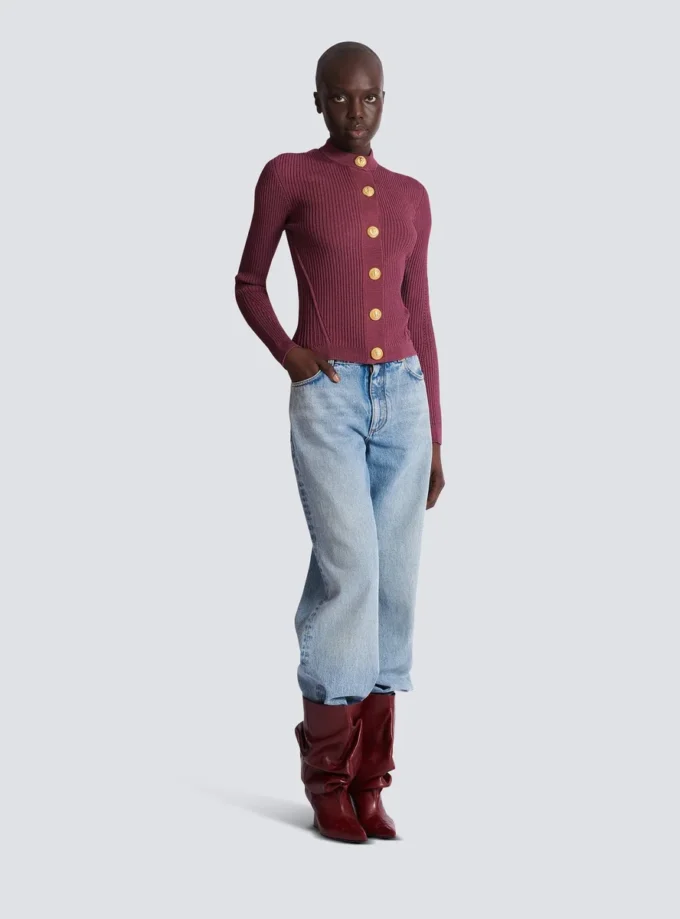 Feinstrick-Strickjacke mit Knöpfen Feinstrick-Strickjacke mit Knöpfen