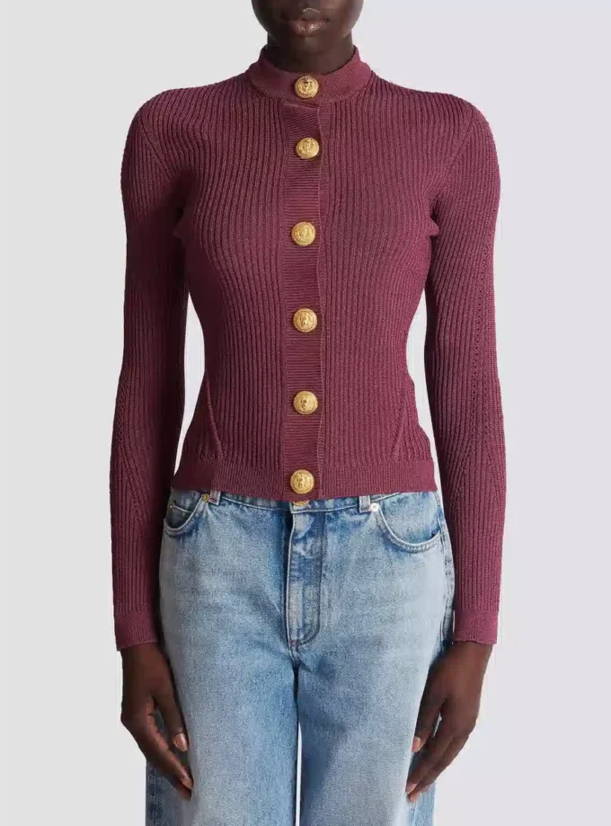 Feinstrick-Strickjacke mit Knöpfen Feinstrick-Strickjacke mit Knöpfen