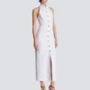 Figurbetontes, rückenfreies Popeline-Kleid Figurbetontes, rückenfreies Popeline-Kleid