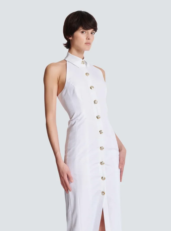 Figurbetontes, rückenfreies Popeline-Kleid Figurbetontes, rückenfreies Popeline-Kleid