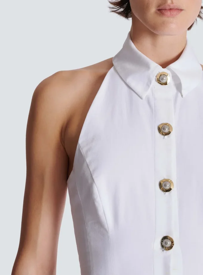 Figurbetontes, rückenfreies Popeline-Kleid Figurbetontes, rückenfreies Popeline-Kleid