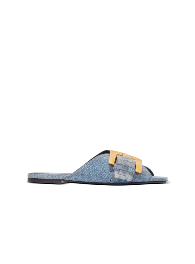 Flache Denim-Sandalen von Anthem Flache Denim-Sandalen von Anthem