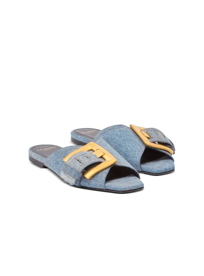 Flache Denim-Sandalen von Anthem Flache Denim-Sandalen von Anthem