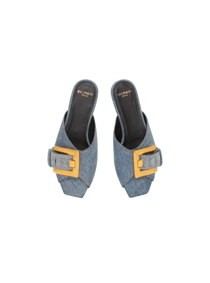 Flache Denim-Sandalen von Anthem Flache Denim-Sandalen von Anthem