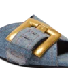 Flache Denim-Sandalen von Anthem Flache Denim-Sandalen von Anthem