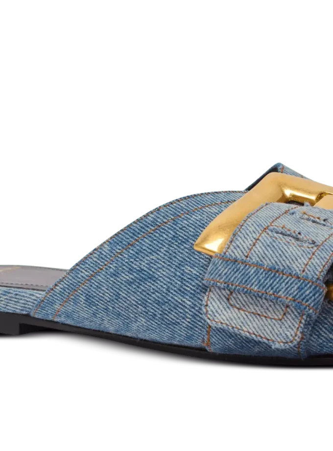 Flache Denim-Sandalen von Anthem Flache Denim-Sandalen von Anthem