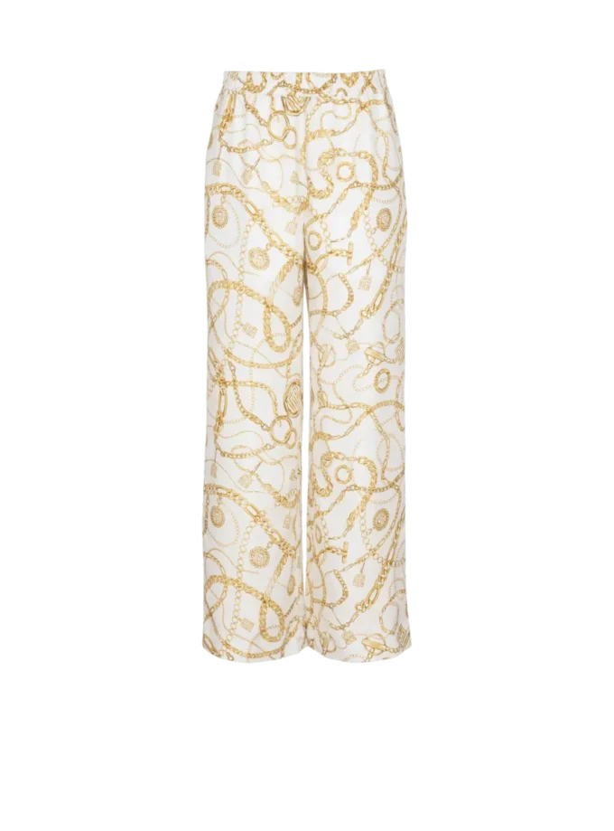 Fließende Seidenhose mit Balmain-Kettenmuster Fließende Seidenhose mit Balmain-Kettenmuster