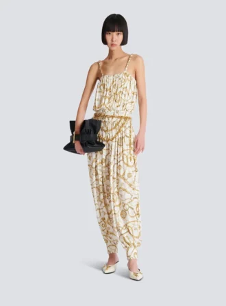 Fließender Jumpsuit mit Balmain-Kettenmuster