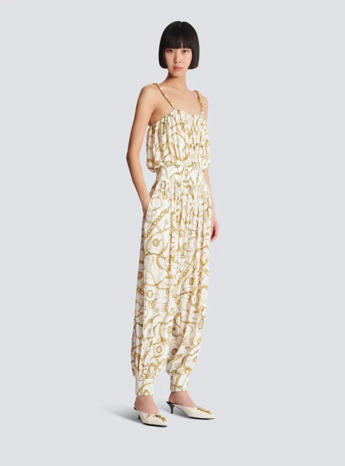 Fließender Jumpsuit mit Balmain-Kettenmuster