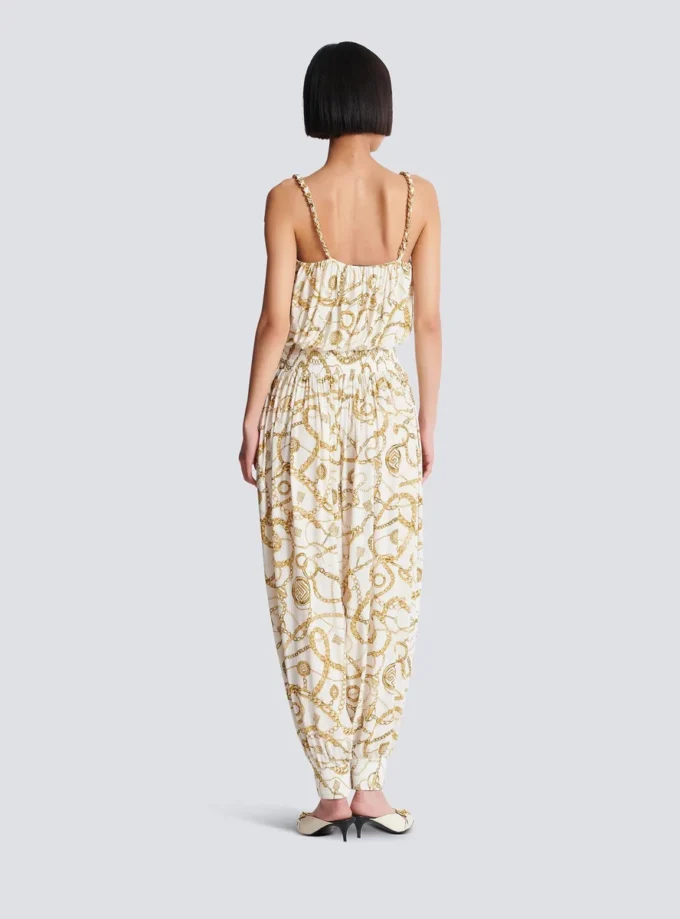 Fließender Jumpsuit mit Balmain-Kettenmuster