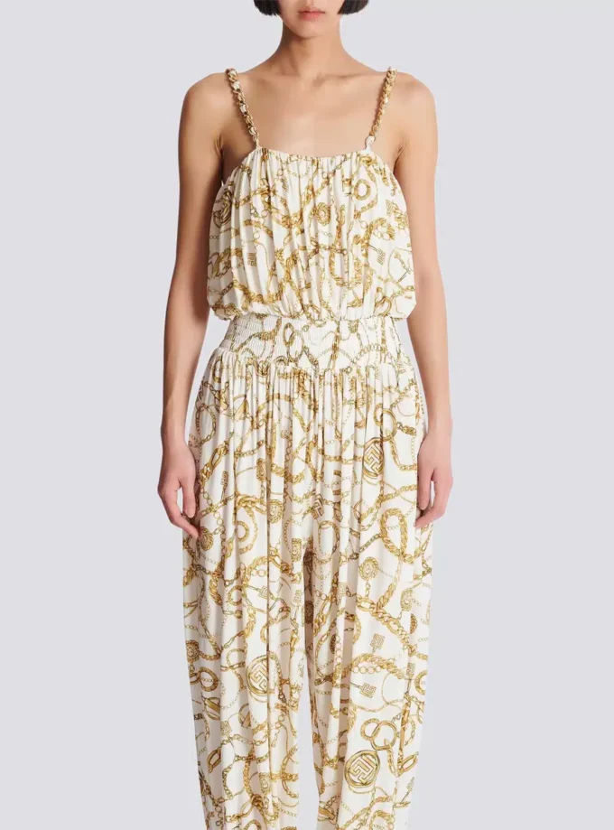 Fließender Jumpsuit mit Balmain-Kettenmuster